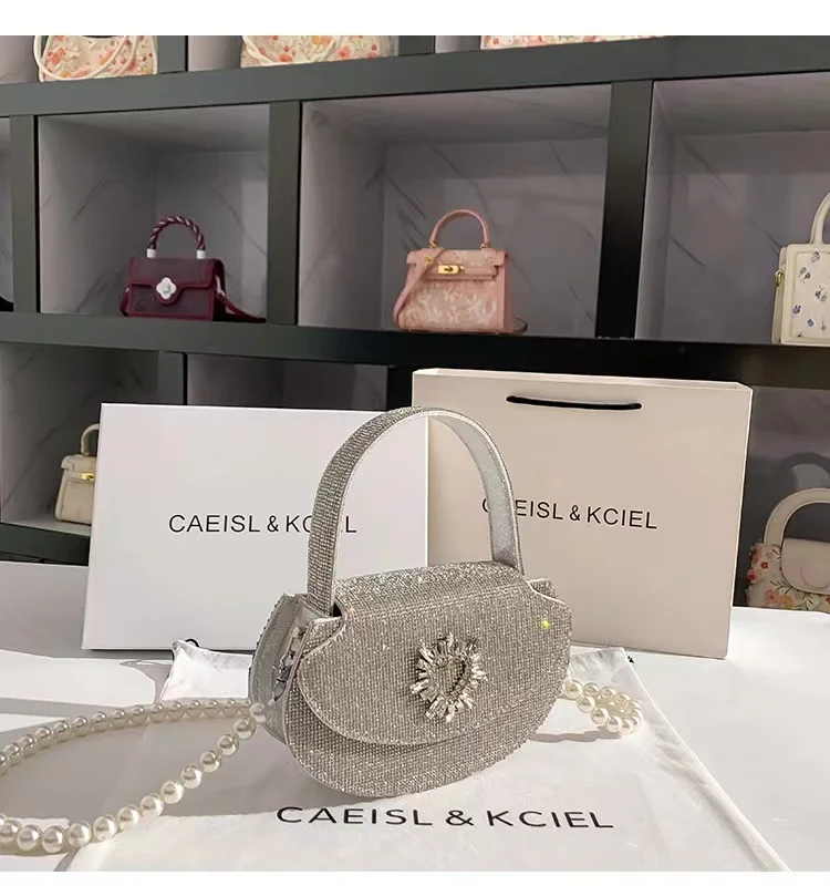 Luxury Designer Glitter Shiny Rhinestone Diamond Evening Bag Women's Handbag Wedding Party Clutch Purse Shoulder Messenger Bag