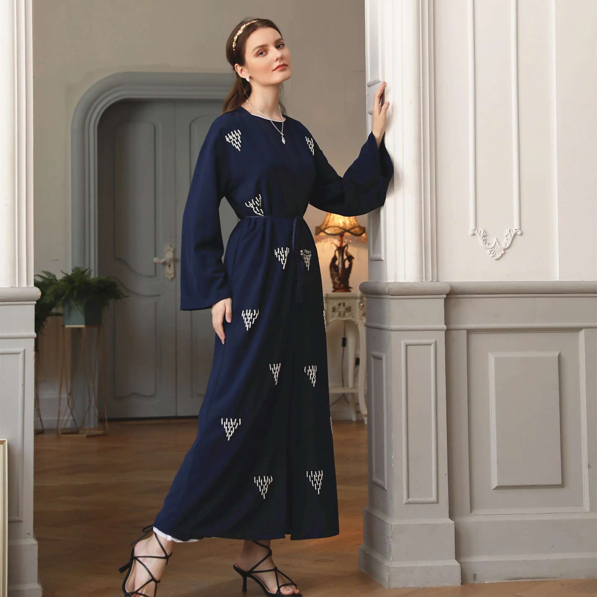 "Рамадан мусульманское платье Абая для женщин Дубай шифон Абая кимоно Кафтан Исламская одежда Кафтан Marocain халат кардиган Femme"