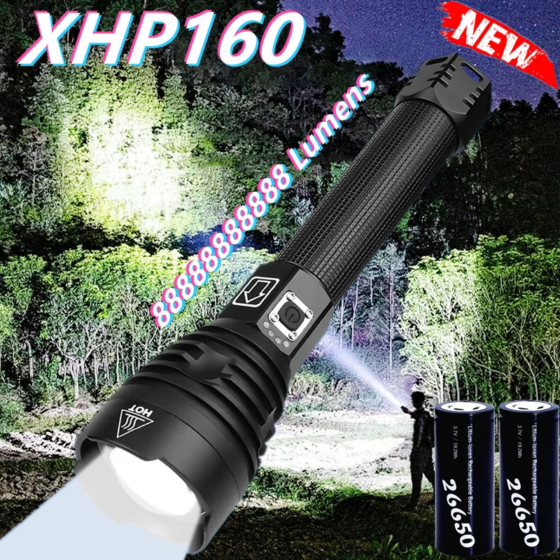 

Drop Shipping Most Powerful Tactical Flashlight LED Torch Light XHP160 USB Rechargeable Flash lights 18650 Waterproof Lantern