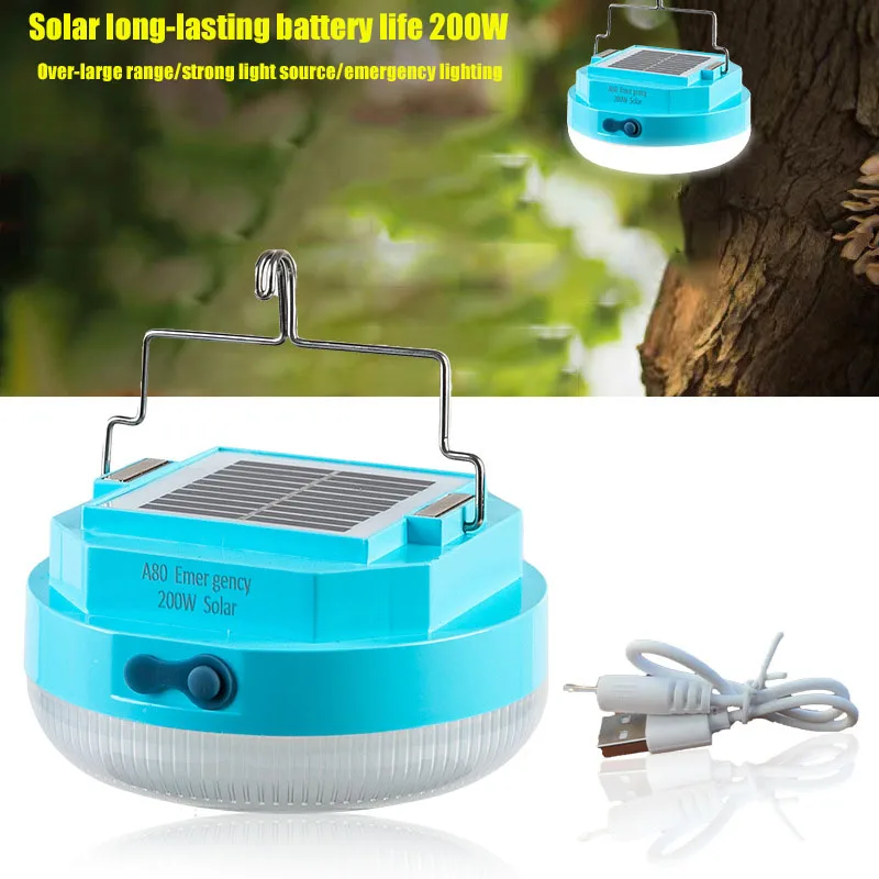 Solar LED Camping Light USB Rechargeable Tent Waterproof COB Bulb Portable Lantern Outdoor Hiking BBQ Emergency Fishing Light