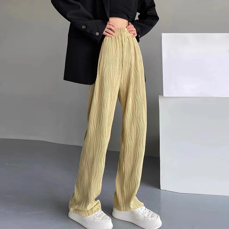 Женские вельветовые брюки с широкими штанинами завышенной талией 2022 | Женская
