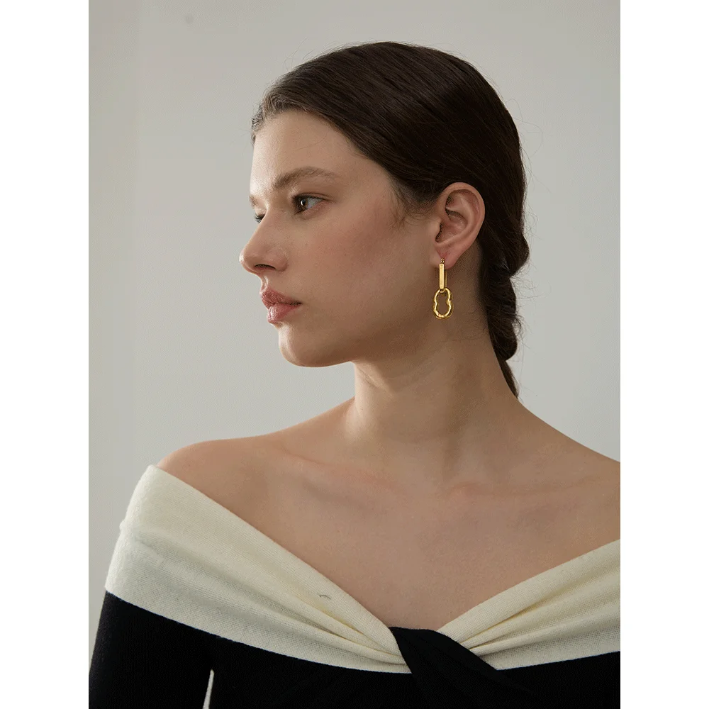 Геометрические длинные серьги-кольца из нержавеющей стали 316l