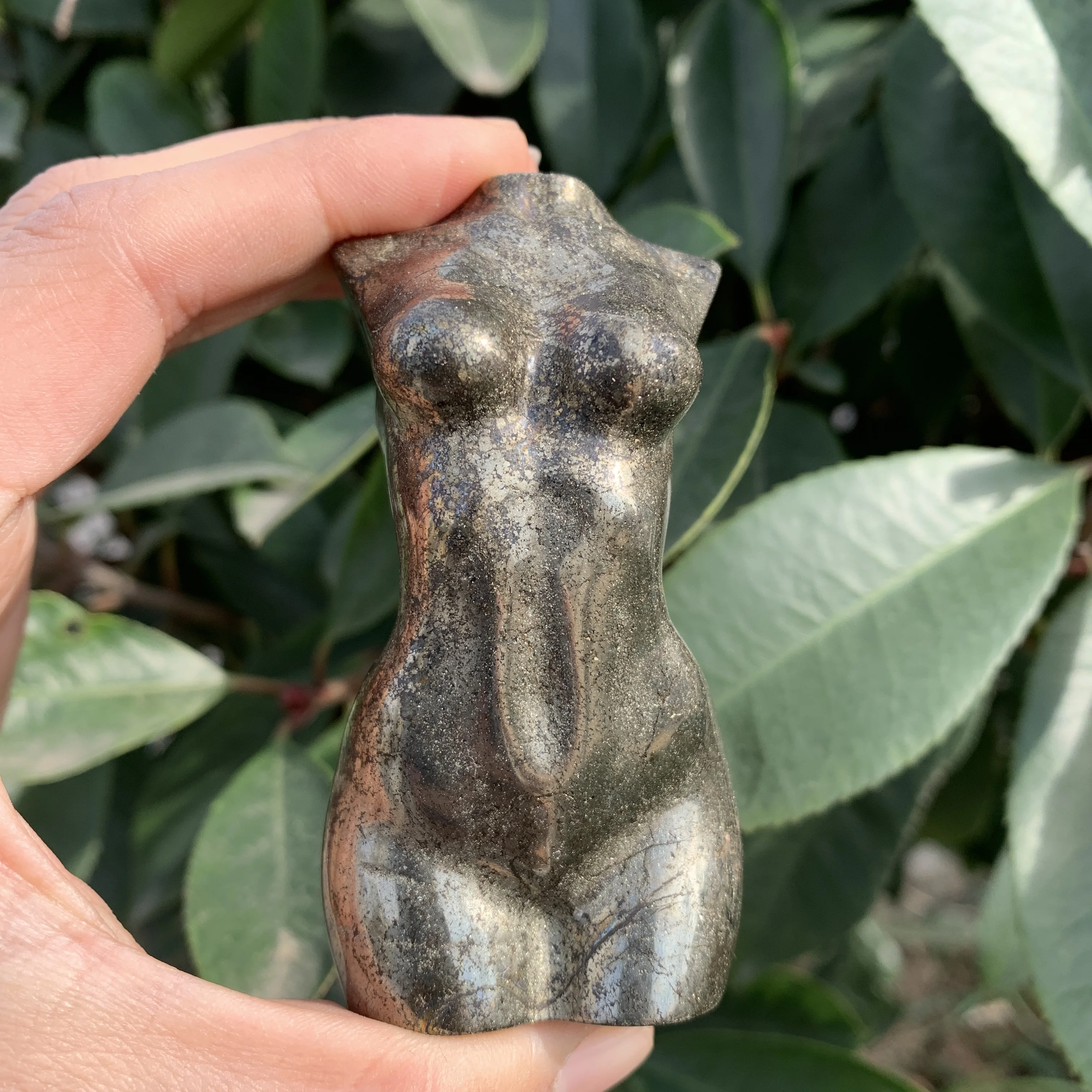 

Female Model Natural Pyrite carved Boy Body Shaped Statue for Decor