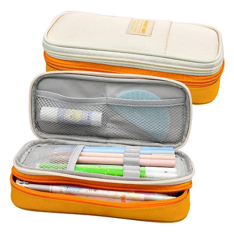

Pen bag Macaron color matching simple solid pen bag large capacity canvas stationery box