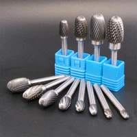 single cut e type head tungsten carbide rotary file tools drill milling carving bit tools point burr die grinder abrasives set