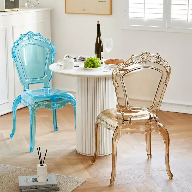 Европейский пластиковый обеденный стул скандинавский прозрачный для салона