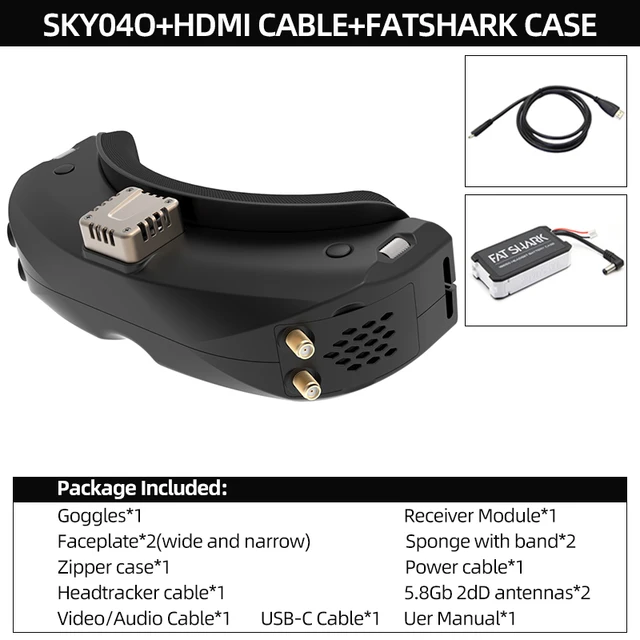 Skyzone SKY04O + HDMI cable + battery case