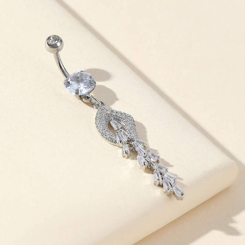 

New Belly Button Rings Long Dangled Bar Belly Piercing Ring Shinny Crystal Piercing Belly Charming Body Jewelry