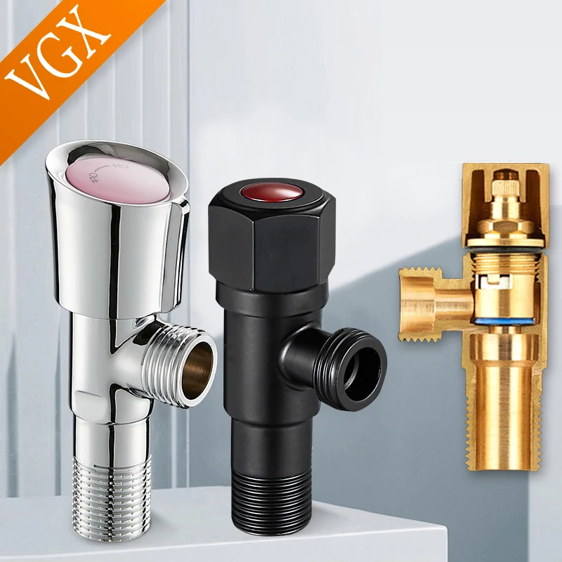 

VGX Filling Angle Valves Water Stop Valve For Bathroom Water Heater Kitchen Toilet Sink G1/2 Triangle Hot Cold Valve Accessories