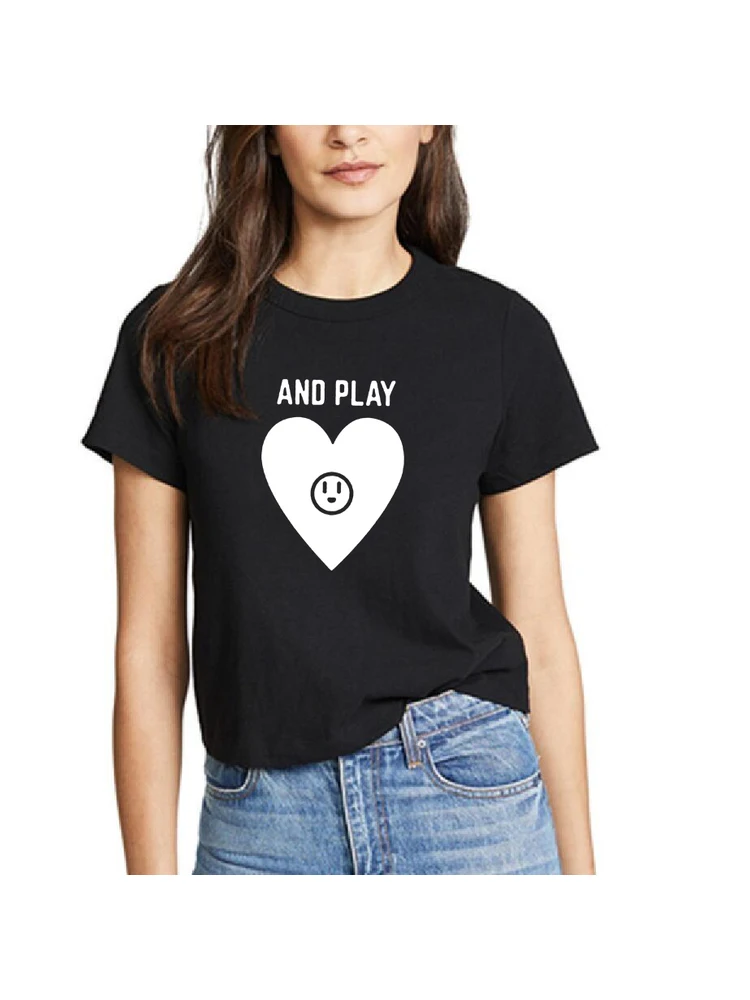 Одежда для жены и мужа Футболка с надписью Love Plug and Play пары Корейские футболки