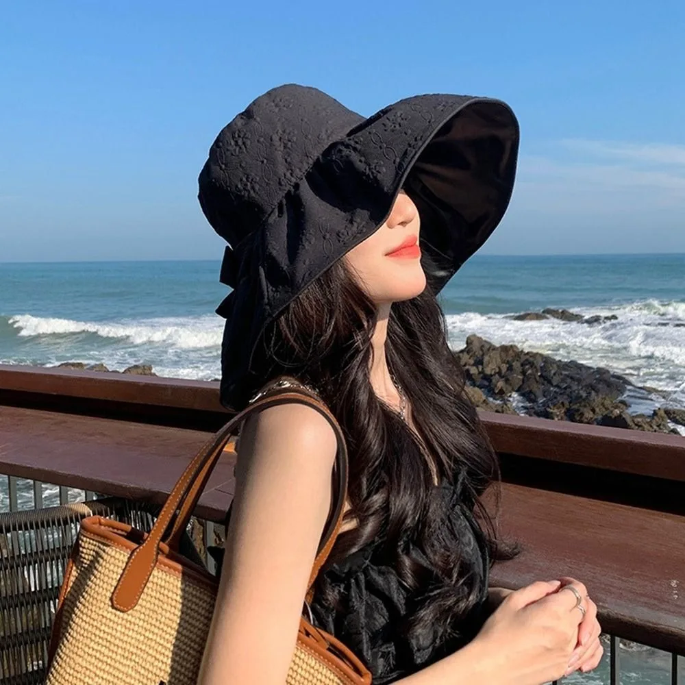 

Дорожная женская летняя шляпа от солнца, с бантом