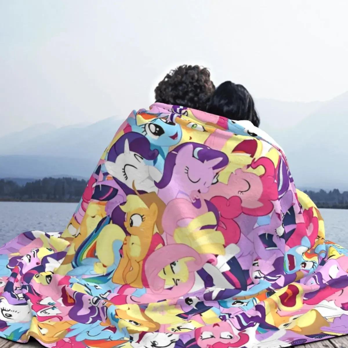 Радужные пони коллаж мультяшное оформление смешное теплое покрывало для кровати