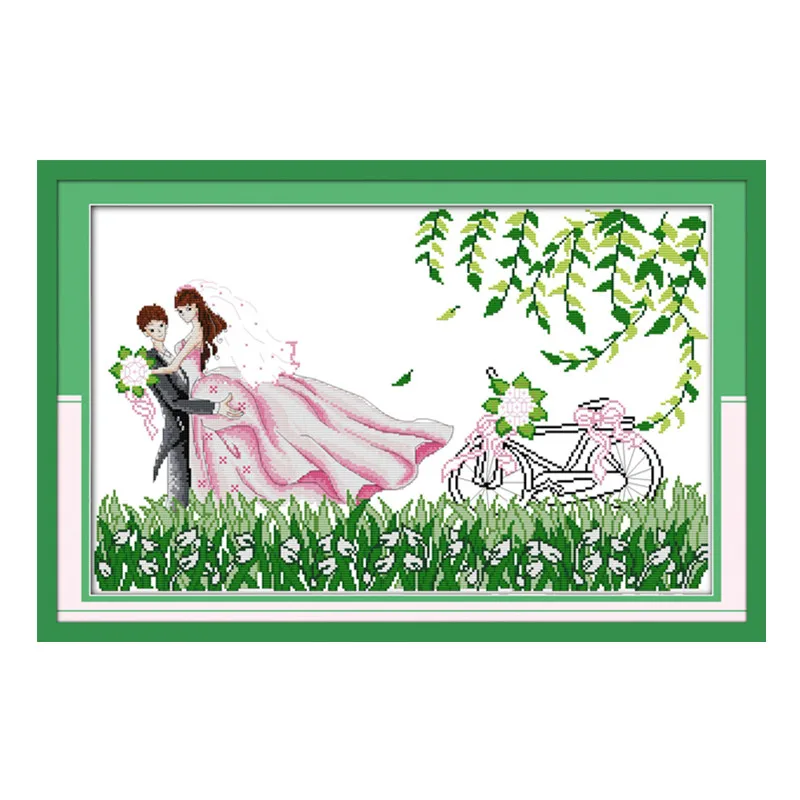 

Wedding in spring cross stitch kit people 18ct 14ct 11ct count print canvas stitches embroidery DIY handmade needlework