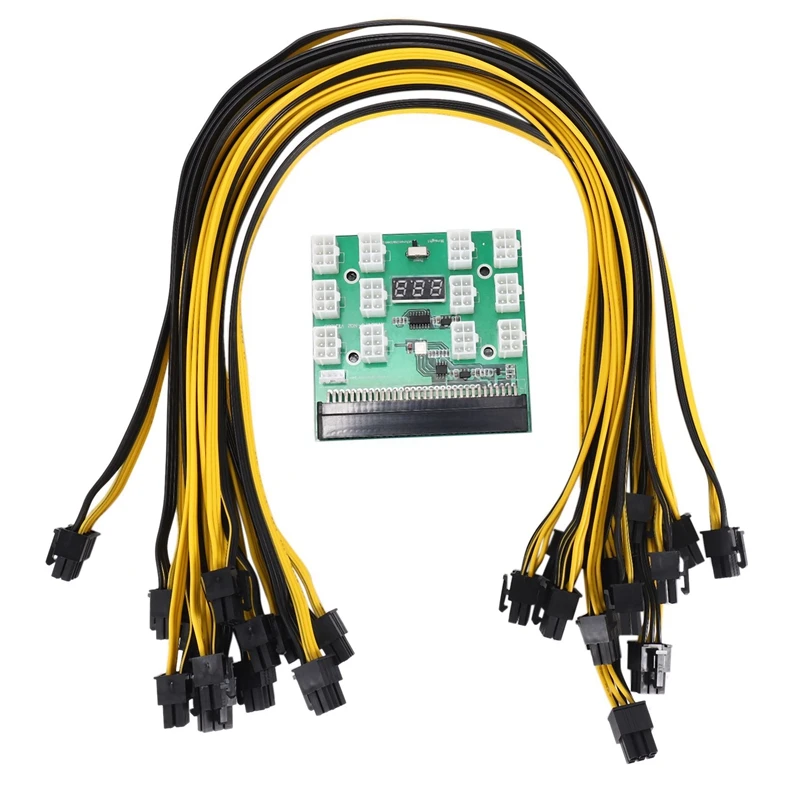 

Модульная плата питания наборы с 12 шт. 6-контактный до 6-контактный силовой кабель для HP 1200 Вт 750 Вт PSU GPU Mining Ethereum ETH