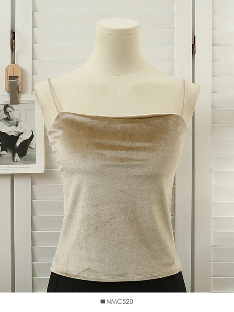 

Женский Осенний камисоль темпераментный для отдыха ретро золотой бархатный короткий тонкий пояс новый популярный универсальный жилет D2668