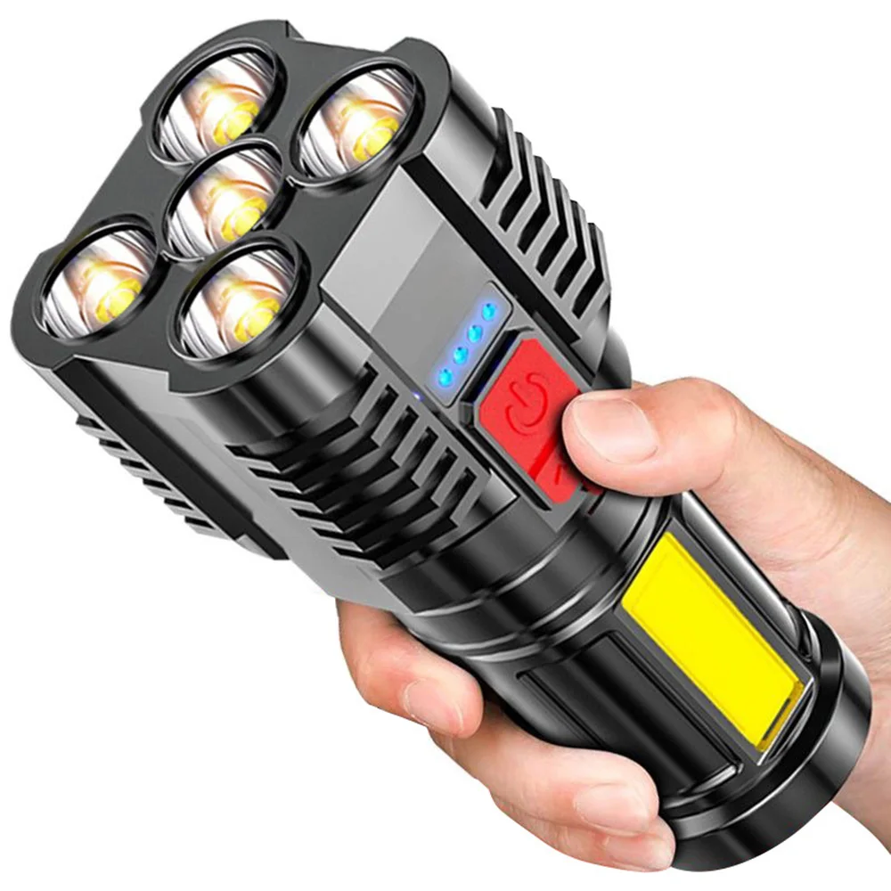Фото Светодиодная мини-вспышка COB с 5 светодиодами портативный ручной фонарь USB
