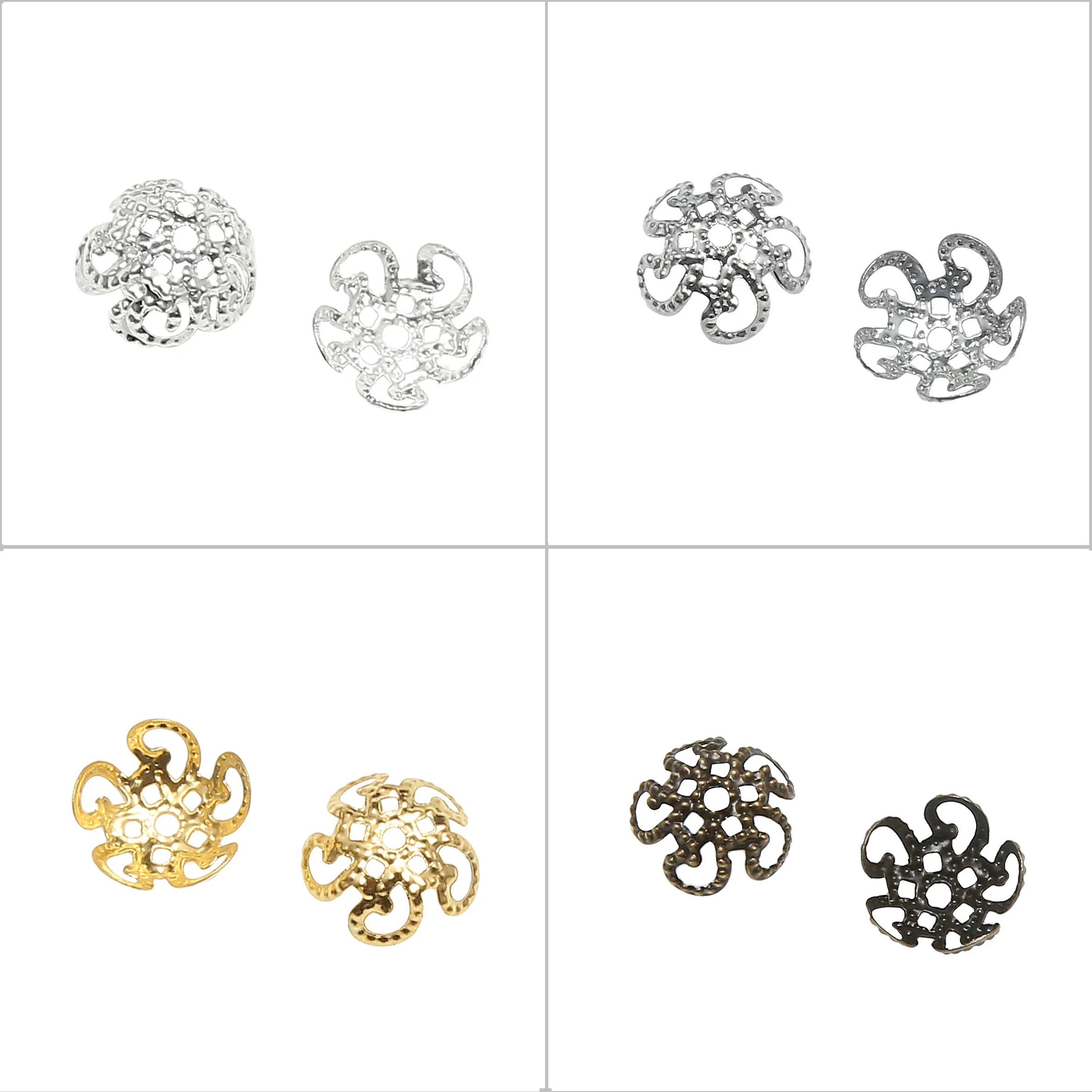 (200 шт. = 1 лот!) Ювелирная фурнитура 10 мм 5 листьев полый цветок цвет под золото