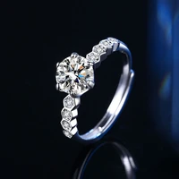 sterling silver s925 honeycomb 50 cent diamond ring classic six claw mossangstone ring one karat ring womens wedding ring