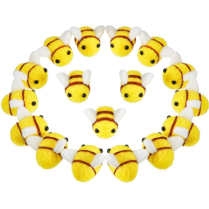 

20Pcs DIY Wool Felt Bumblebee Bee Birthday Stuffed Plush Animals Balls for Kids Hair Gift Clothing Accessories Craft Home Decor