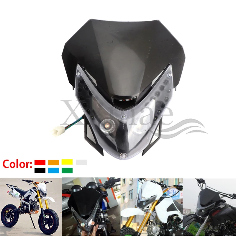 

12V Dirt Motorcycle LED Headlight Fairing Street Bikes Supermoto Enduro Headlamp For Honda Suzuki Kawasaki Yamaha Blinker Lamp