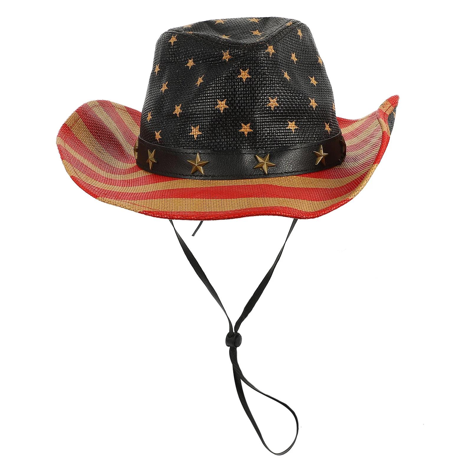 

Western Cowboy Hat Sun Protection Cowboy Hat Patriotic America Flag Party Straw Hat