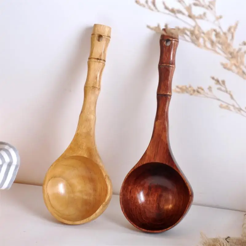 

1pcs Kitchen Tableware Cutlery Natural Ladle Spoon Eating Spoon Drinking Porridge Spoon Dinnerware Soup Spoon Kitchen Tool