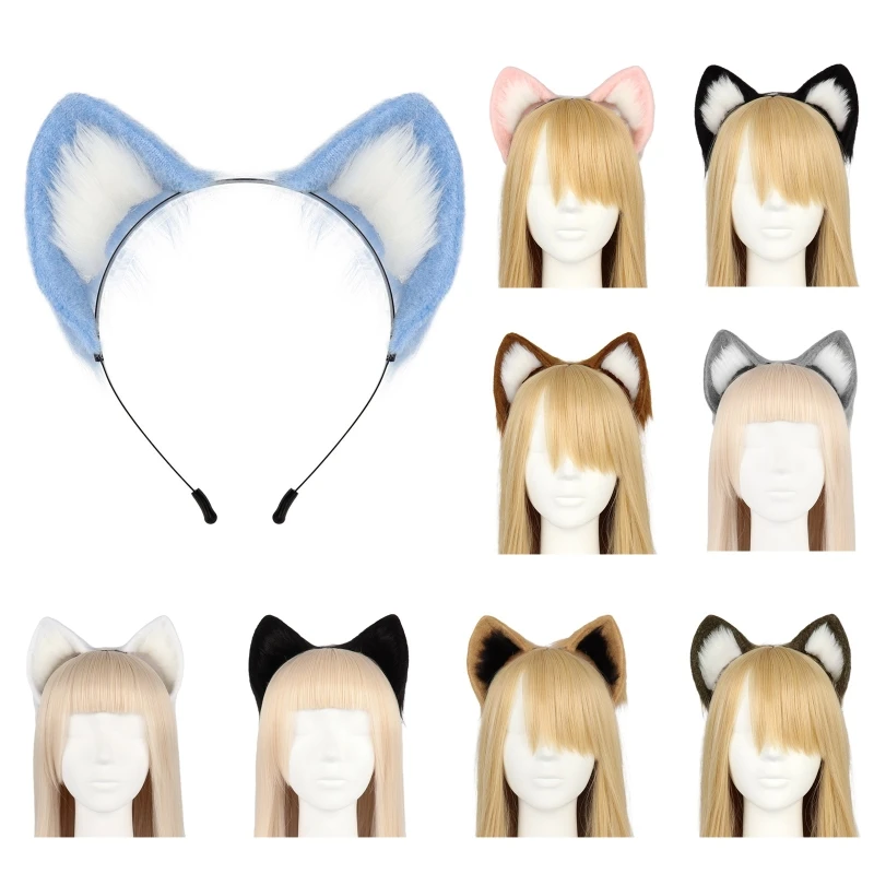 

Lolita Animal Ear Shape Tiara Women Students Cosplay LinaBell Hairband Fox Ears Headbands Plush Cartoon Hair Hoop