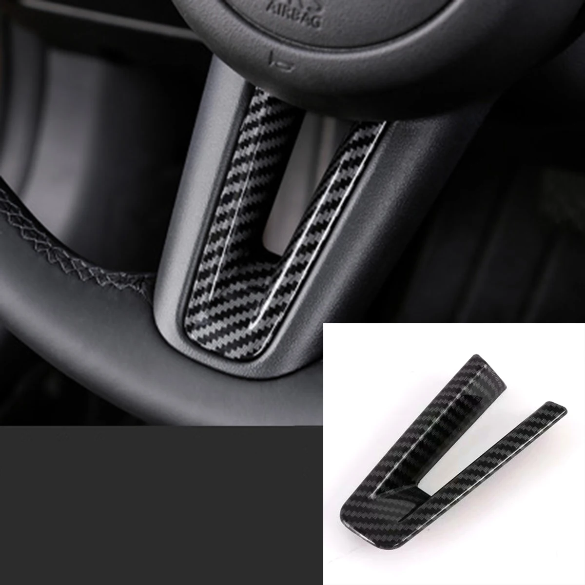 

For Mazda 3 CX-30 2019 2020 2021 2022 High Quality ABS Carbon Fibre Car Steering Wheel Trims Accessories