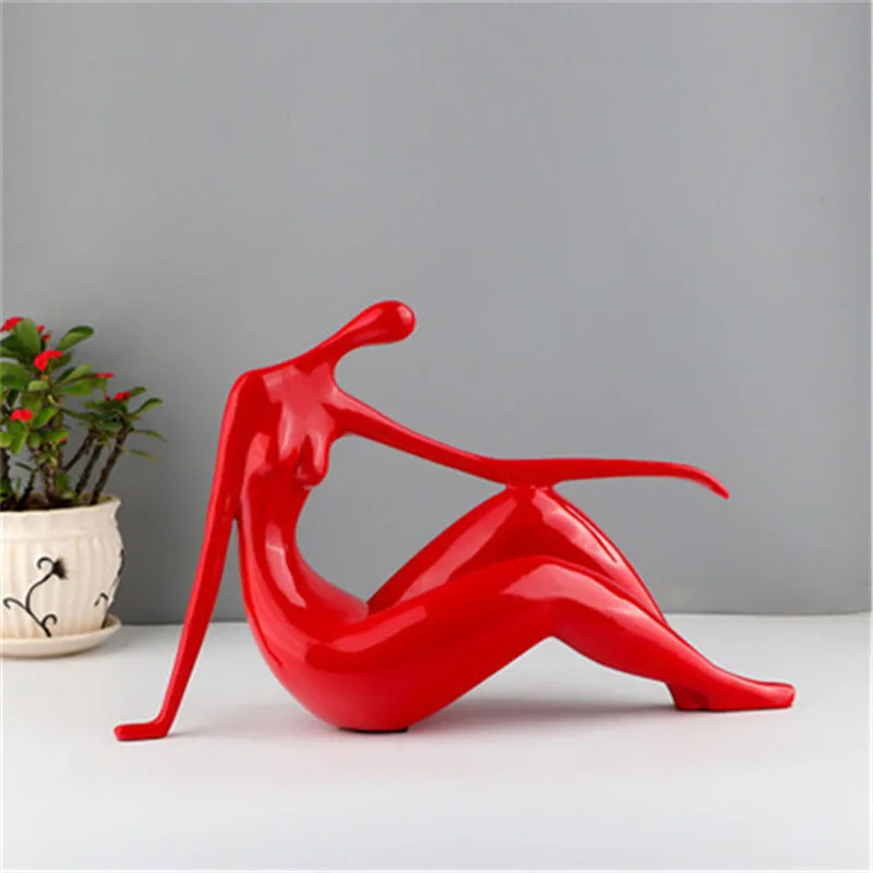 

NORDIC ABSTRACT YOGA FIGURES RESIN SCULPTURE CREATIVE LIVING ROOM TV CABINET ART DECORATION HOME DECOR A987