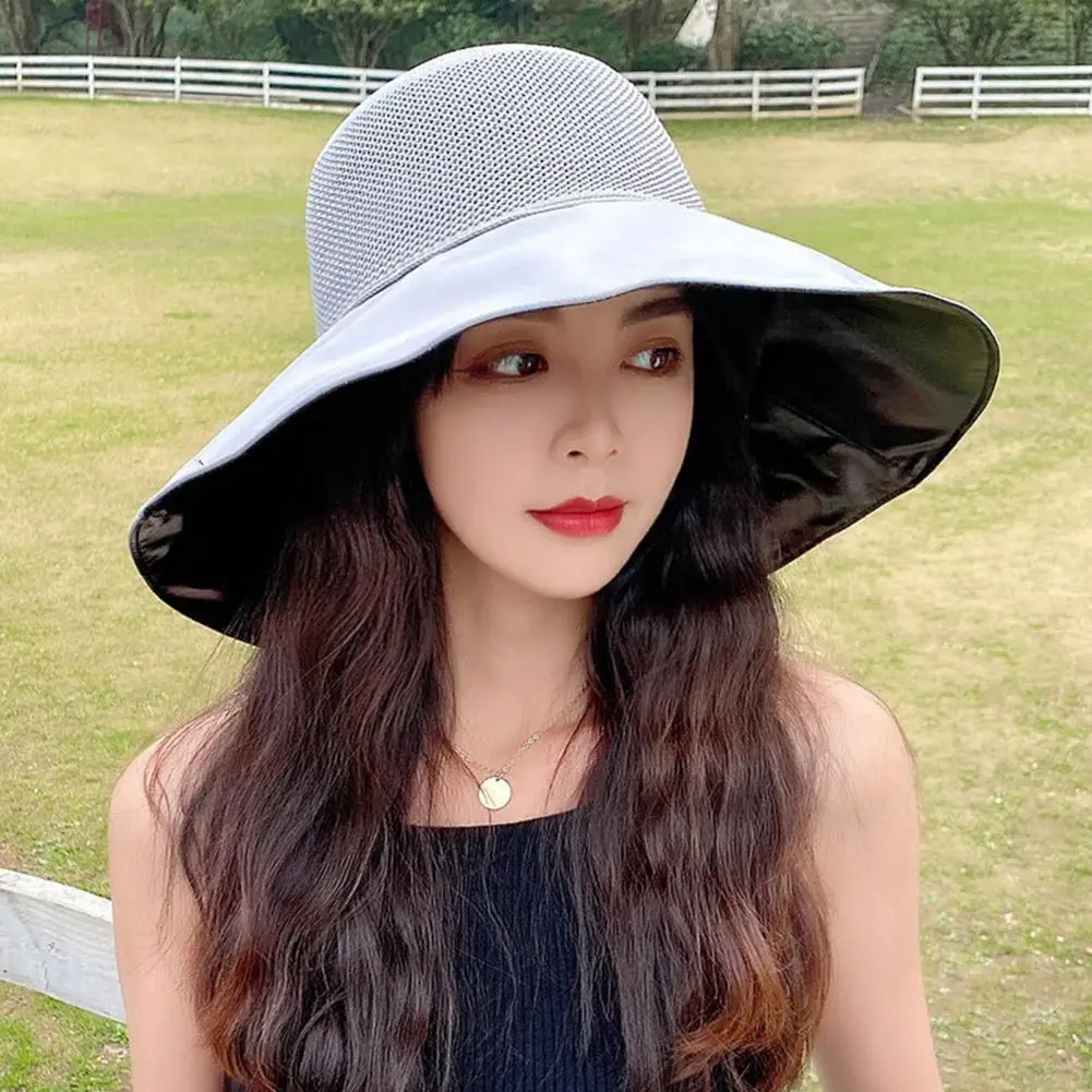 

Stylish Beach Cap Wide Brim Space-saving Summer Cap Foldable Sunscreen Lady Fisherman Hat