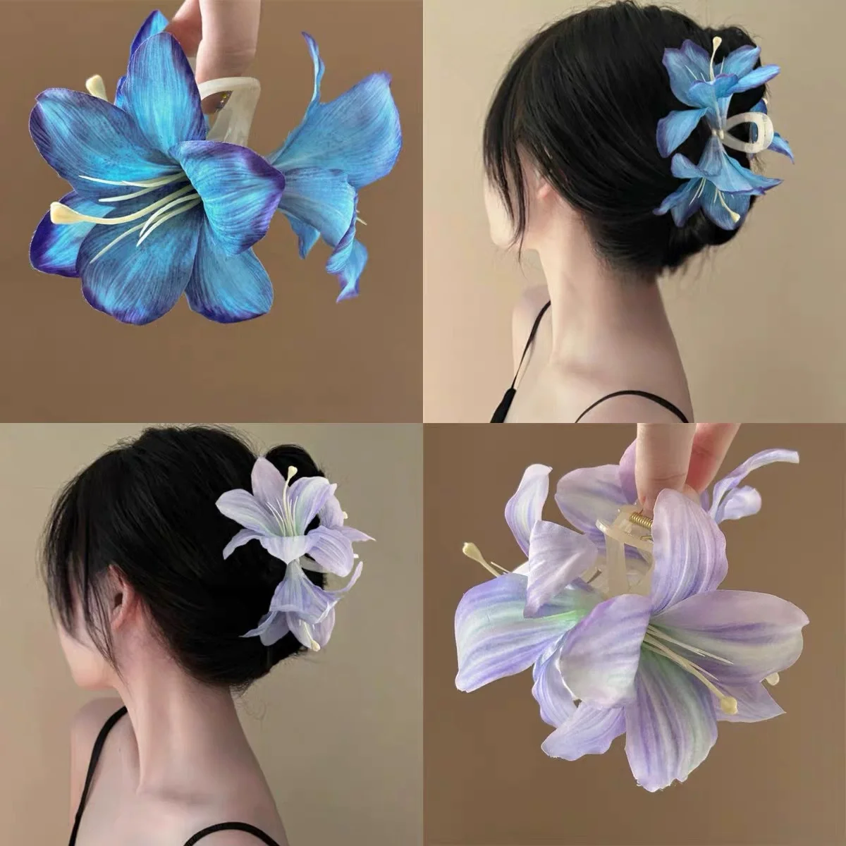 Заколки-крабы DS цветок лилии женские