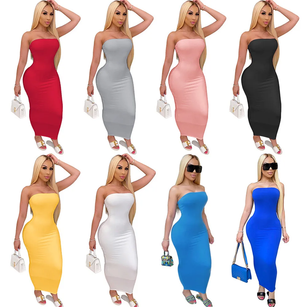 

2020 New Hot Style Tight Tube Top High Stretch Dress