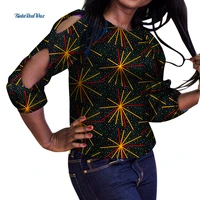 fashion women shirt hollow sleeve african wax print shirts for women traditional african style women clothing wy3406