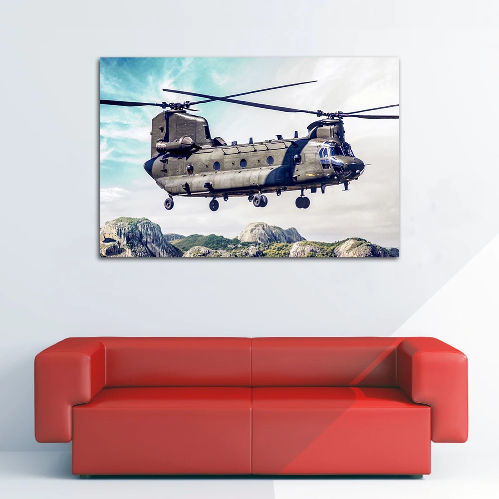 Фото Постеры и картины на холсте с изображением военного вертолета CH-47 Chinook для декора гостиной и дома №2