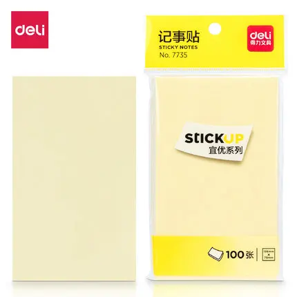 

Deli 7735 Pad Notes Sticky Note Ahesive Memo Pads Office School Stationery 100Sheets / Bag