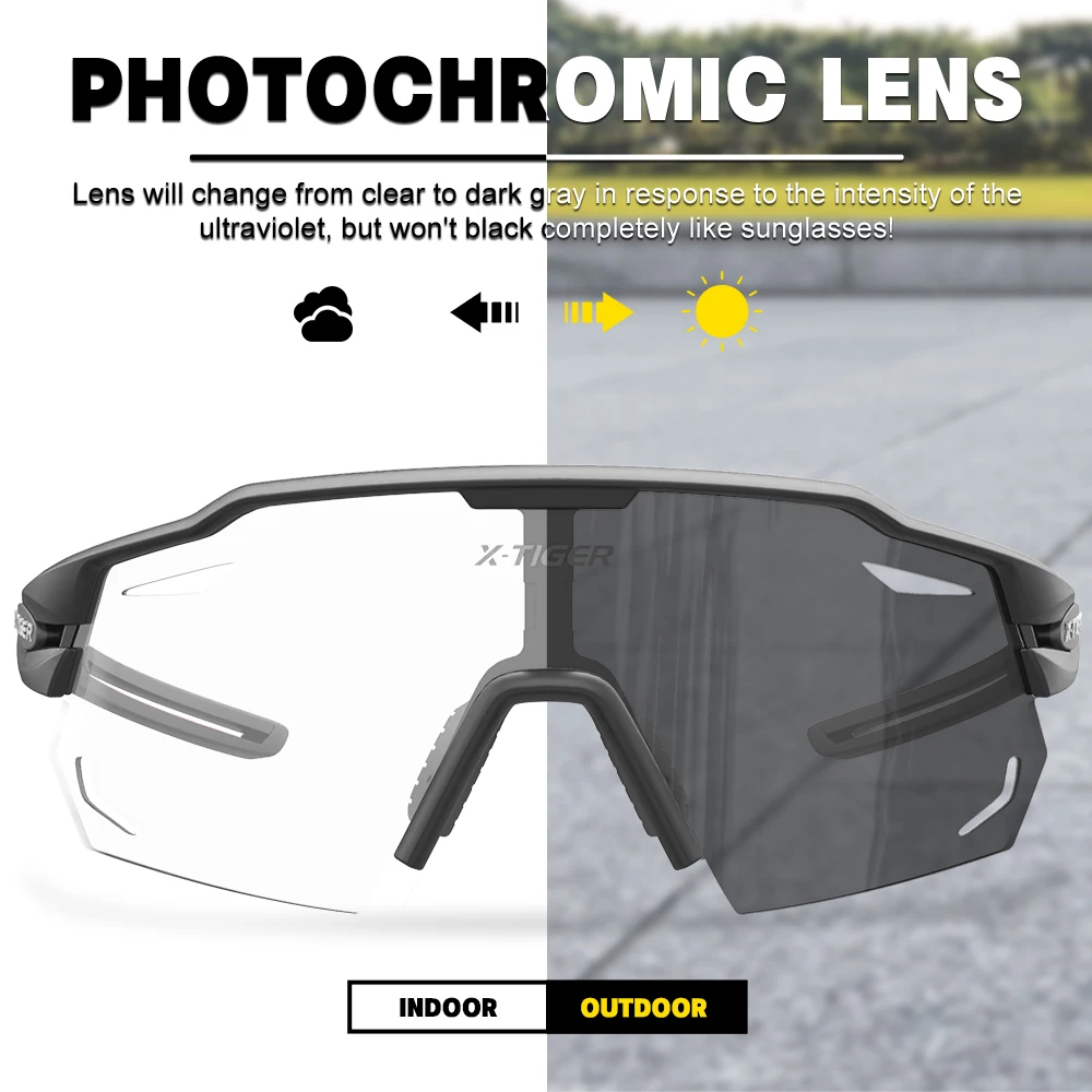 Поляризованные фотохромные солнцезащитные очки для езды на велосипеде X-TIGER