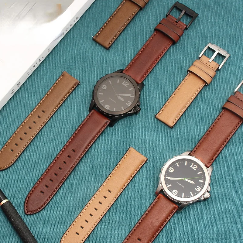 

Ремешок из натуральной кожи для Fossil Timex, удобный мягкий мужской браслет для наручных часов, аксессуары для часов, 20 мм 22 мм