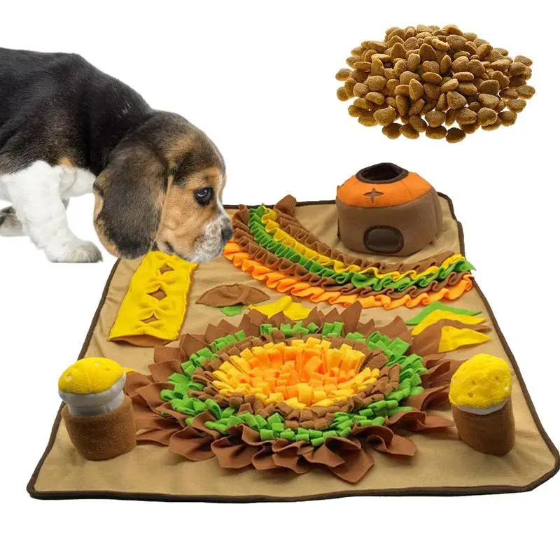 

Puppy Sunflower Design Treat Dispensing Interactive Sniffing Rug Dog Enrichment Toys Plush Snuffle Stuffed Dog Toy