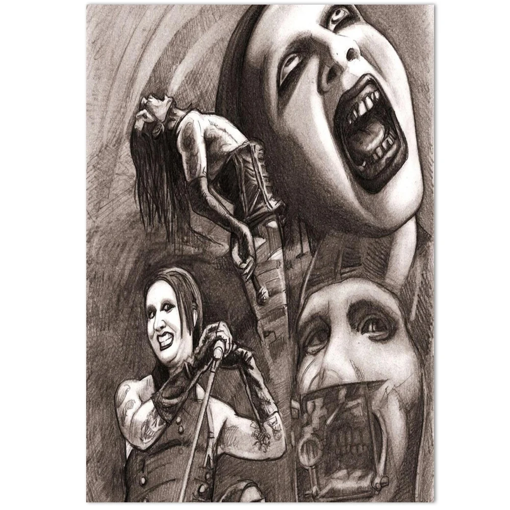 Плакаты Marilyn Manson искусство Шелковый Холст плакат украшение бара комнаты живопись