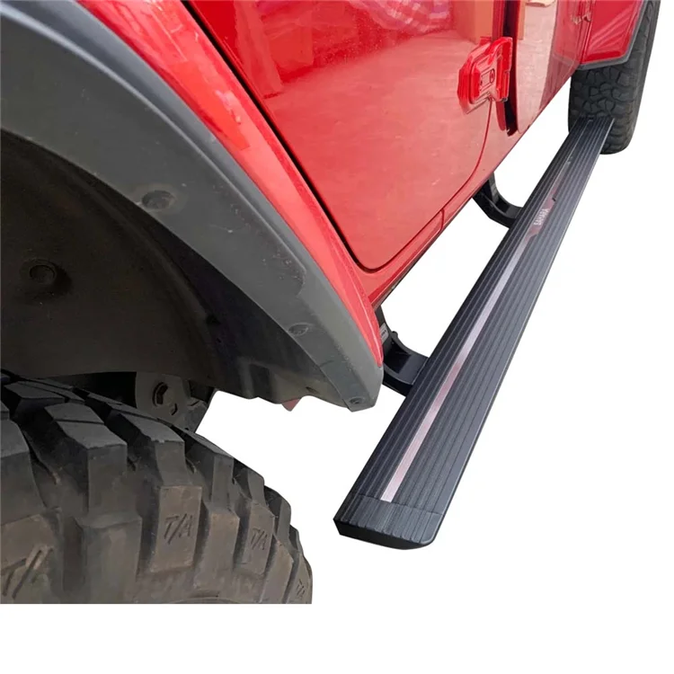 Фото Автоматические выдвижные электрические боковые подножки для Jeep Wrangler JK JL 4-дверный, из алюминиевого сплава, с электроприводом, приветственные подножки. №4