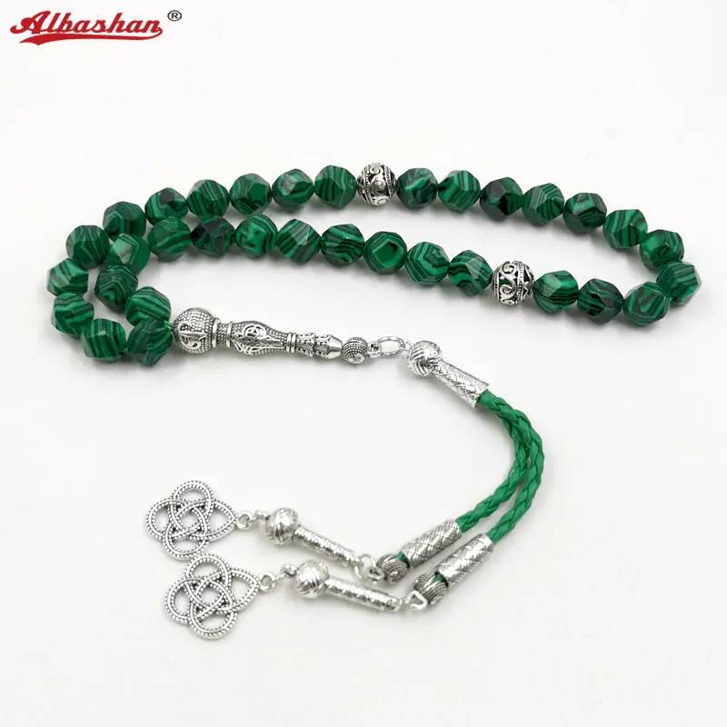 

Tasbih Diamond malachite stone 33 45 66 99 Beads Bracelet Misbaha Muslim prayer beads Eid Gift arabic Design islamic rosary