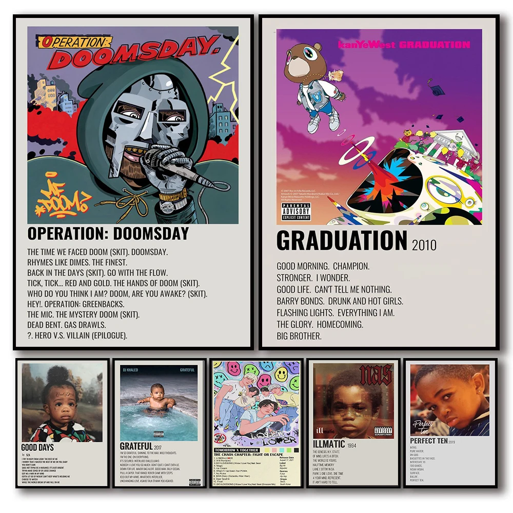 Альбомный постер в стиле 80-х музыкального альбома рапера рока Лана Дель Рей Mf