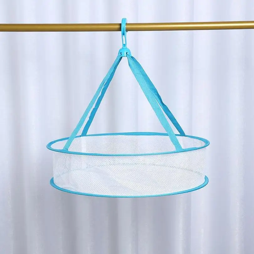 

Factory Foldable Clothes Drying Basket, Flat Clothes Drying Blue Thickened Net, Double-Layer Special Clothes Drying Rack For
