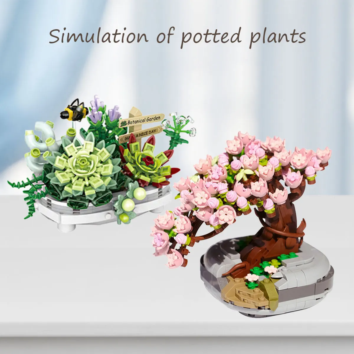

Eternal Flower Pot Plant Building Blocks Set Artificial Flowers Building DIY Potted Plant Blocks 3D Model Building for Gift