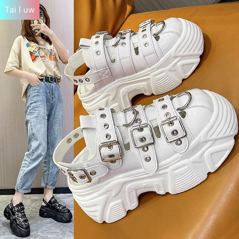 

Women Sandals Fashion Baotou Thick Soled Sandals 2022 Summer New Retro Leisure Small White Shoes Small Crowd Muffin Roman Shoes