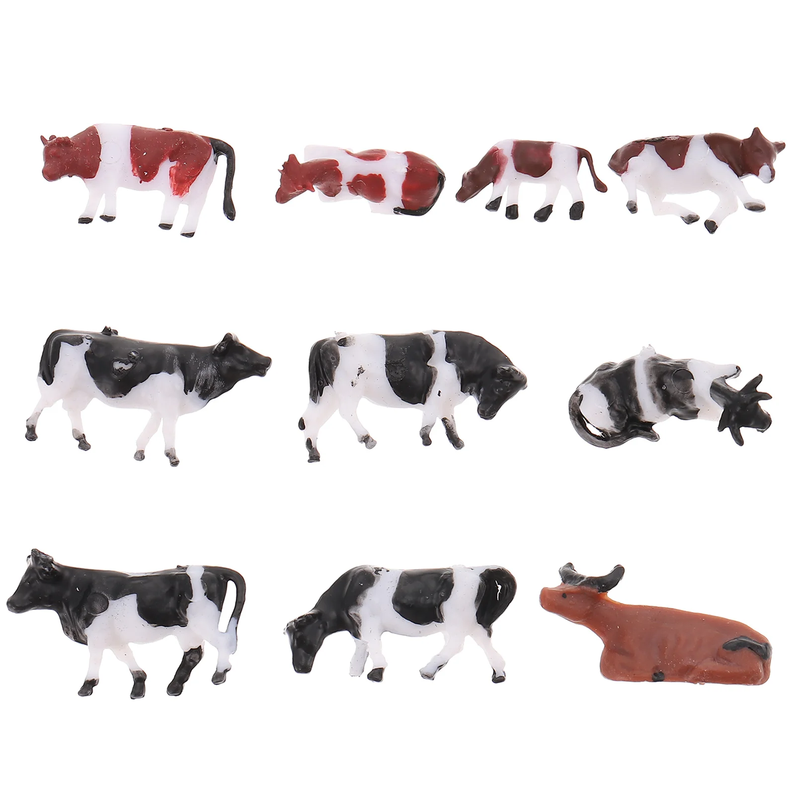 

10 Pcs Cow Model Decor Micro Landscape Adornment Bonsai Sand Table Decoration