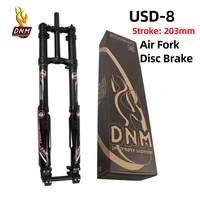 dnm usd 8 fork for bicycle disc brake 26 inch27 5 double shoulder air shock absorption stroke 203mm mtb fat bike accessories