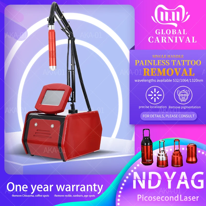 

2022 New Product E-light 532nm 755nm 1064nm Q Switched Nd Yag Picosecond Laser Tattoo Removal Pigment Removal Machine For Home