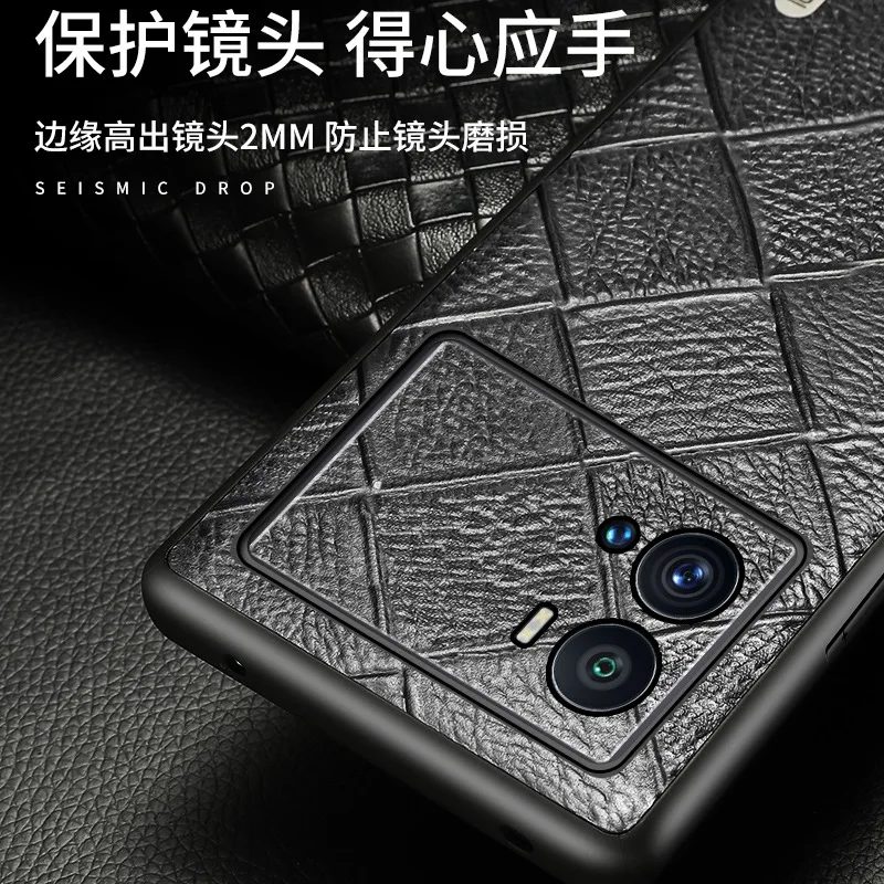 Hot Sales Luxury Genuine Leather Rhombus Grain Cell Phone Cases For Vivo Iqoo 9 8 7 5 Iqoo9 Iqoo8 Iqoo7 Iqoo5 Pro Cover Cases