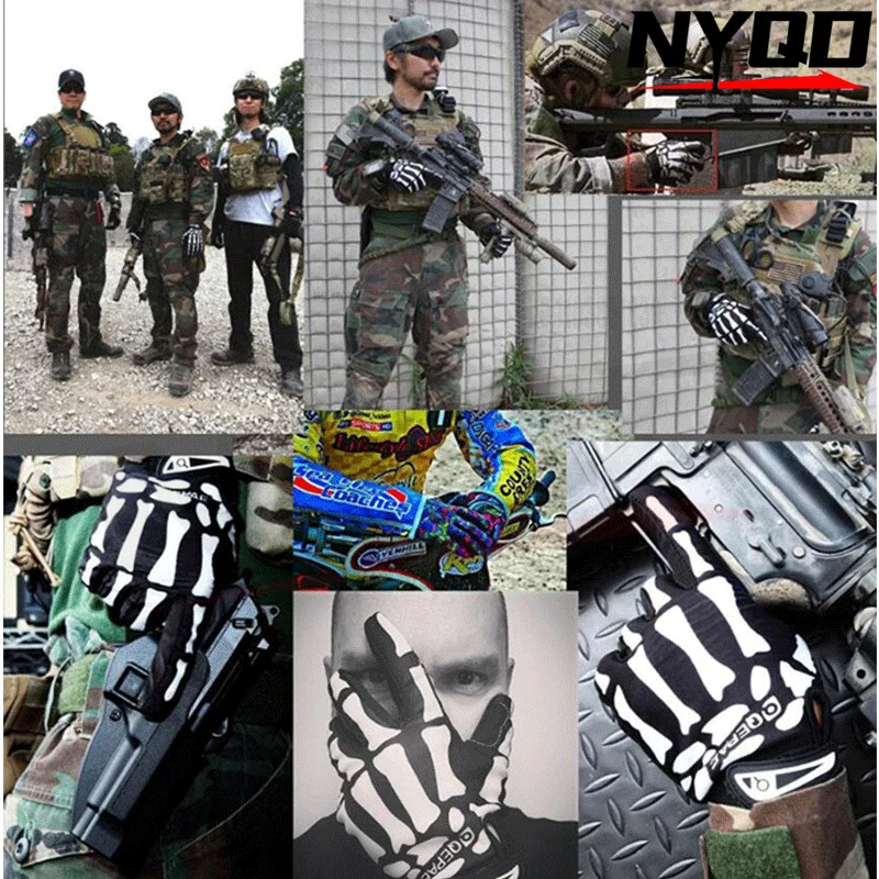 Перчатки с закрытыми пальцами и черепом рисунком скелета для велоспорта езды на